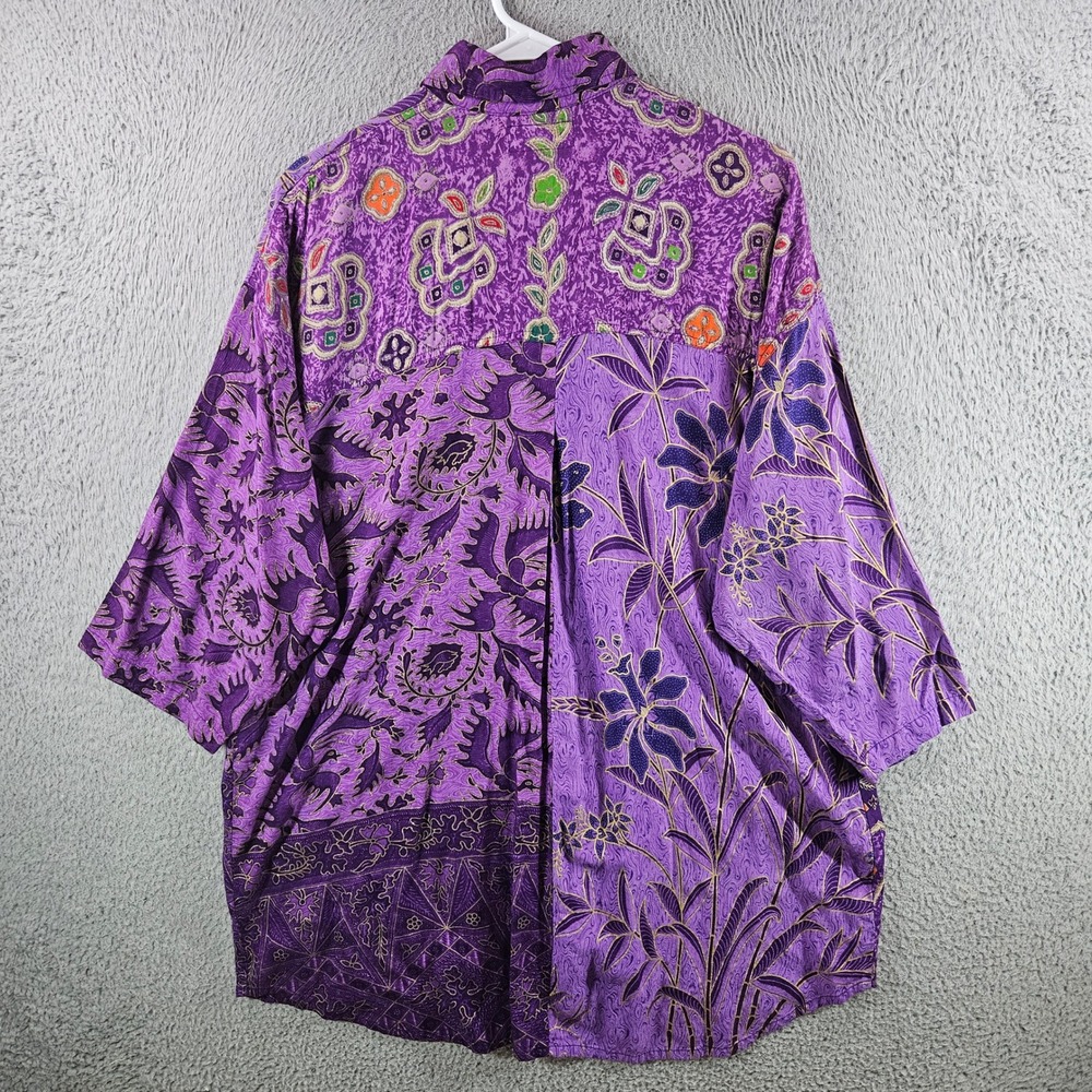 Tropical Tantrum Purple Batik Patchwork Shirt Wom… - image 6